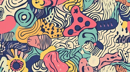 Abstract Colorful Doodle Pattern Design Art