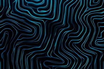 Naklejka premium Abstract close-up of a glowing blue digital circuit board, showcasing intricate connections and technological design on a black background. 