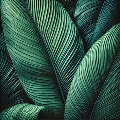Tropical green leaf textures providing an abstract and striking backdrop inspired by nature. Generative AI