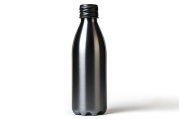 Sleek Black Bottle Stands Against White Background