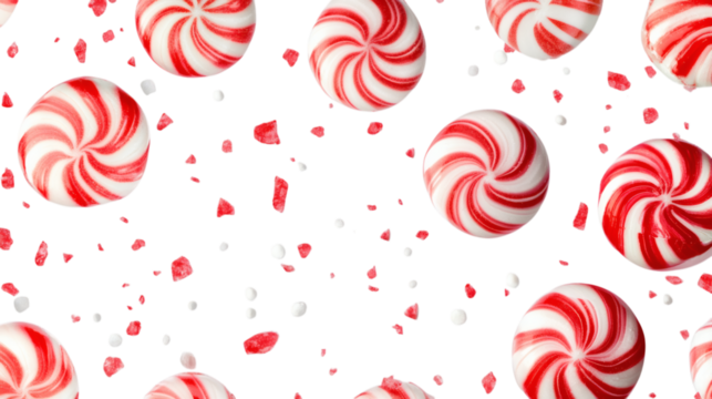 peppermint candies with red and white swirl isolated on white transparent background