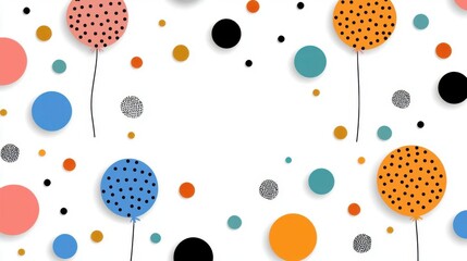 Seamless confetti pattern with colorful dots on white background