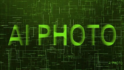 AI photo text technology data line green