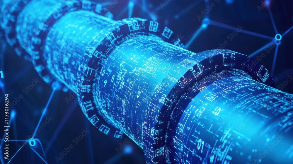 Poster abstract digital technology background with data pipeline design