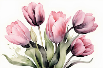 bouquet of tulips watercolor