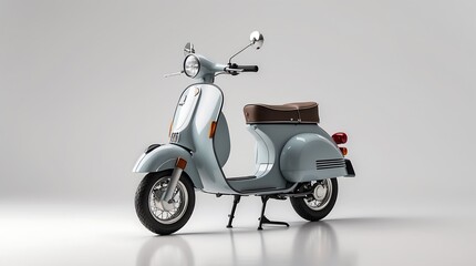 Classic Light Blue Scooter, Vintage Motorcycle Design, Studio Shot