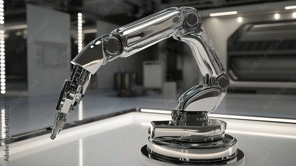Poster advanced industrial robot arm working with precision in factory setting