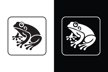 Frog Silhouette Vector Icon Perfect for Black and White Designs.