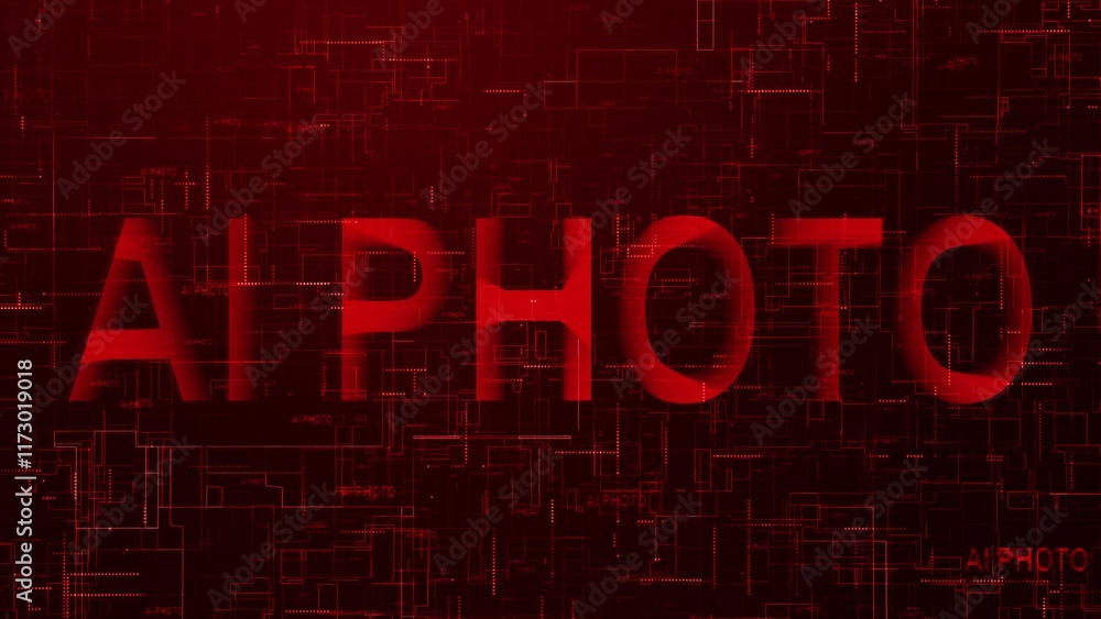 Poster ai photo text technology data line red color