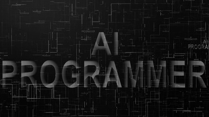 AI programmer text technology data line black white color