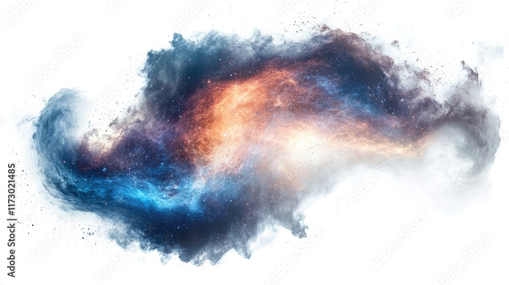Aufkleber harmonious nebula cloud patterns swirling in an abstract cloud shape isolated on a white background,