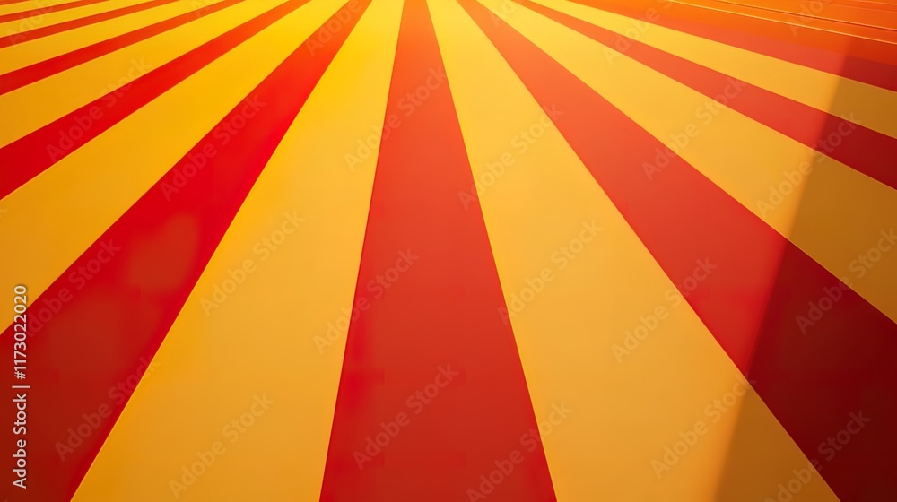 Poster abstract red and yellow striped pattern converging to a point.