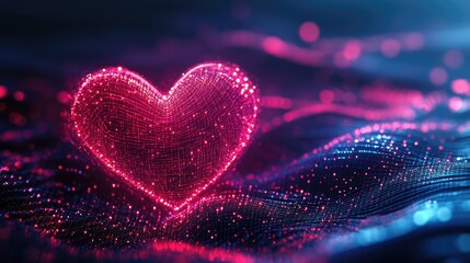 Obraz premium heart shape glowing 3d abstract tech background