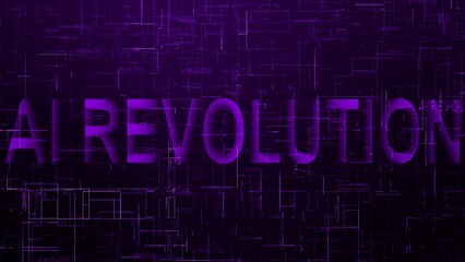 AI revolution text technology data line purple