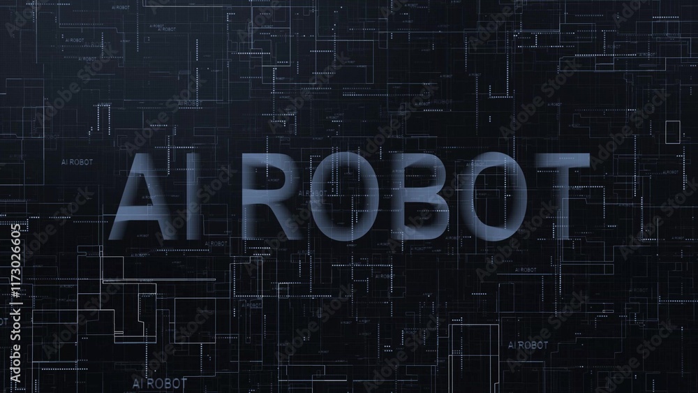 Poster ai robot text technology data line