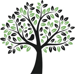 Obraz premium Family tree of life, black illustration on white background