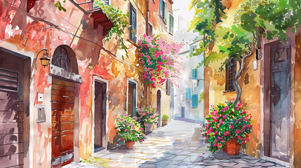 A street scene with a house on the left and a house on the right