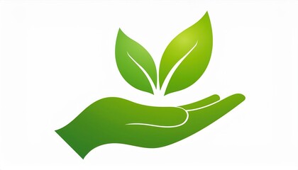Green hand nurturing fresh leaves symbolizing sustainability eco friendliness environmental care and commitment to nature's growth COP 30 31