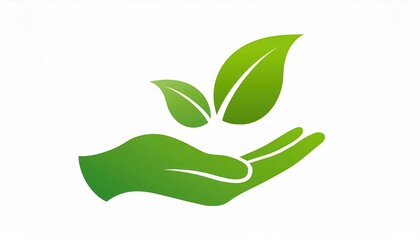 Green hand nurturing fresh leaves symbolizing sustainability eco friendliness environmental care and commitment to nature's growth COP 30 31