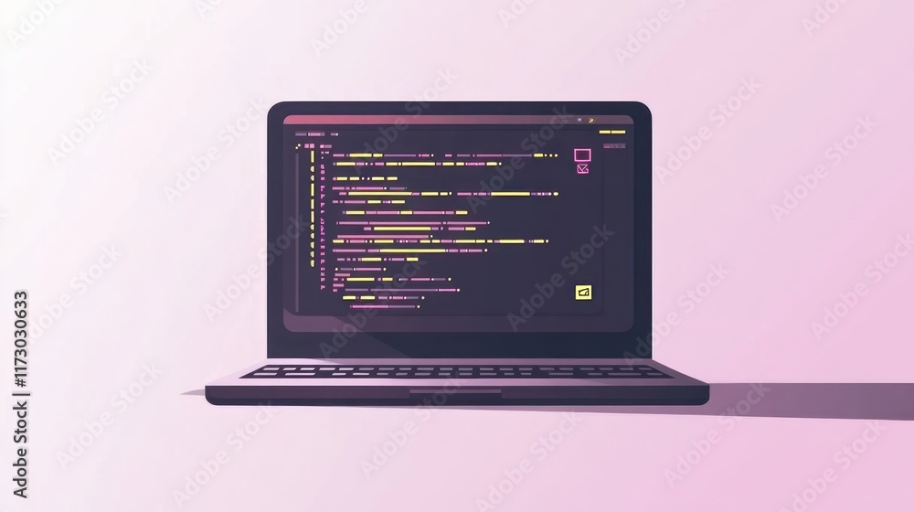 Poster laptop displaying lines of code.