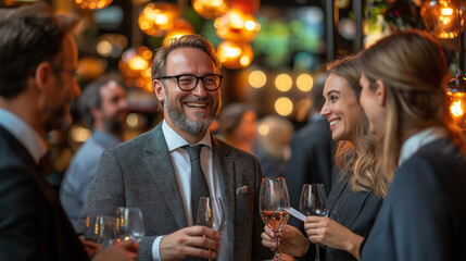 Networking Event, Business people networking at a corporate event.