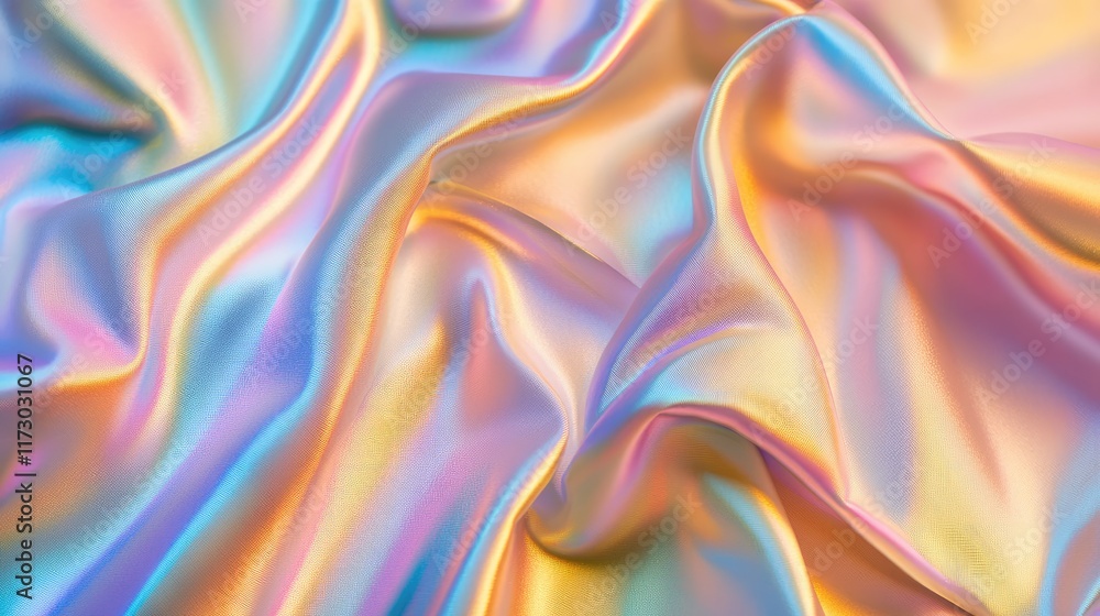 Aufkleber hologram fabric texture. gradient abstract background. holographic rainbow foil. light metal pastel 