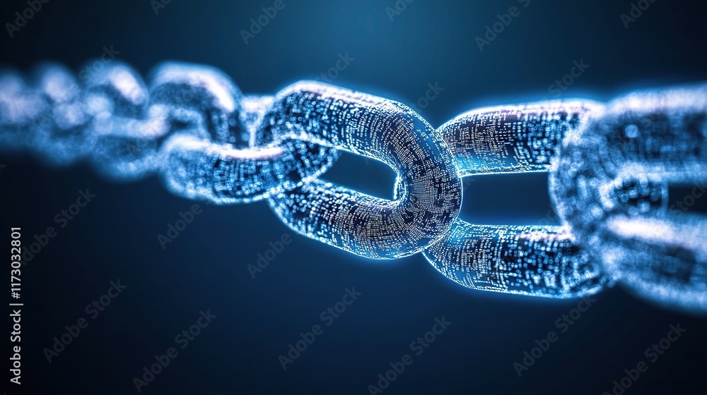 Poster digital security concept with blockchain and virtual locks visualization