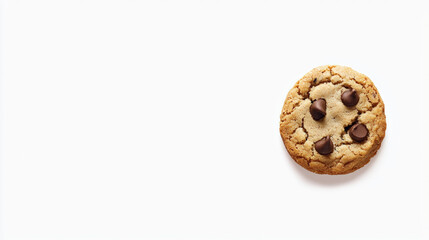 Delicious chocolate chip cookie on white background, perfect for dessert