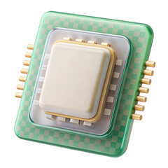 Modern 3D Microchip Illustration for Tech Projects on transparent background