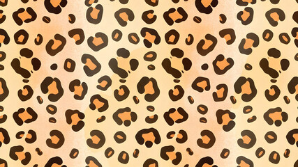 Obraz premium Watercolor animal skin pattern, Seamless Hand Drawn Abstract Watercolor Leopard Cheetah Skin Vector Pattern, Gradient Background. Generative AI