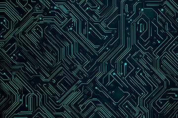 Abstract close-up of a glowing blue digital circuit board, showcasing intricate connections and technological design on a black background.
