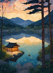 sunset in the mountains