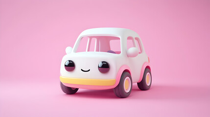 3d cute business car model finance concept playful design pink background digital art environment