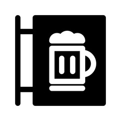 Pub sign board icon isolated on white background, beverage, drink, vector illustration
