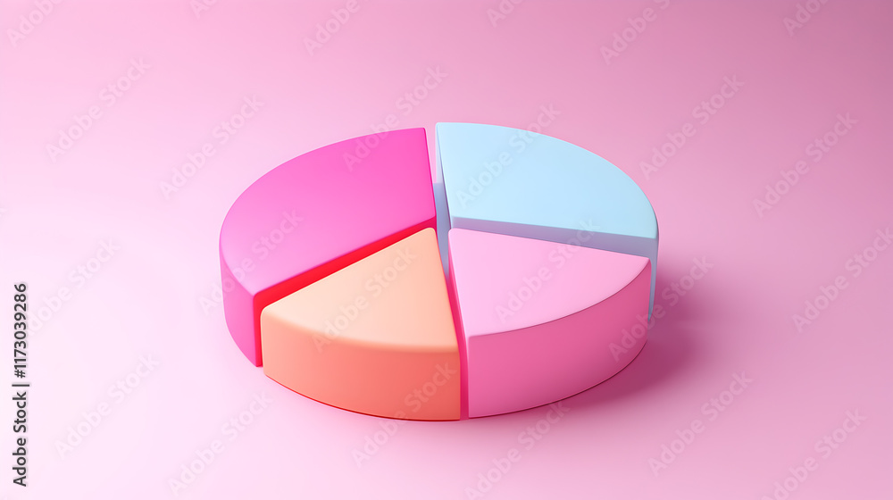 Poster 3d finance business pie chart visualization digital workspace data analysis abstract environment ove