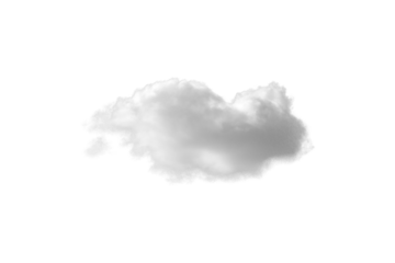 Floating white cloud with a clear and polished effect. Transparent background featuring realistic 3D clouds. White cloud isolated on transparent background
