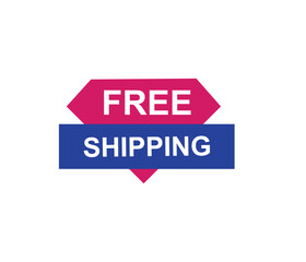 Vector illustration free shipping label. Modern dynamic sales banner