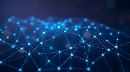 Obraz premium Technology Network Background: Interconnected Glowing Nodes for Data and Communication