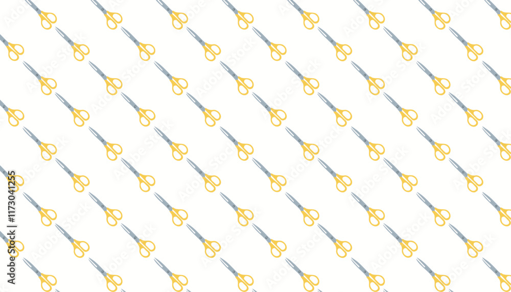 Poster seamless pattern with scissors on white background. vector illustration.