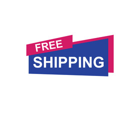 Vector illustration free shipping label. Modern dynamic sales banner