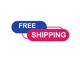 Vector illustration free shipping label. Modern dynamic sales banner