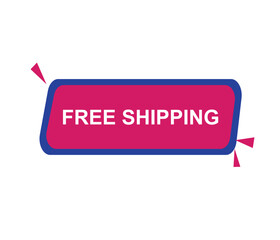 Vector illustration free shipping label. Modern dynamic sales banner