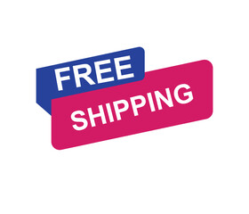 Vector illustration free shipping label. Modern dynamic sales banner