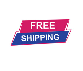 Vector illustration free shipping label. Modern dynamic sales banner