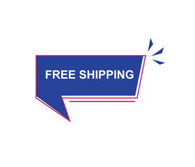 Vector illustration free shipping label. Modern dynamic sales banner