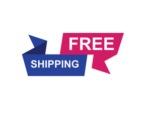 Vector illustration free shipping label. Modern dynamic sales banner