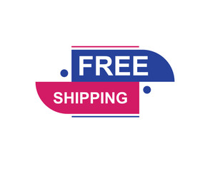 Vector illustration free shipping label. Modern dynamic sales banner