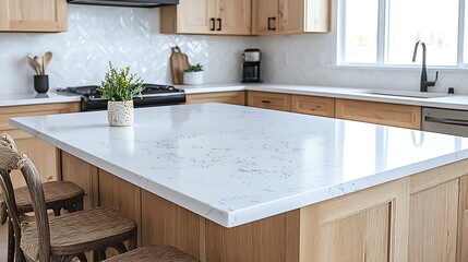 Scandinavianstyle kitchen top a white countertop light wood cabinets and minimalistic decor