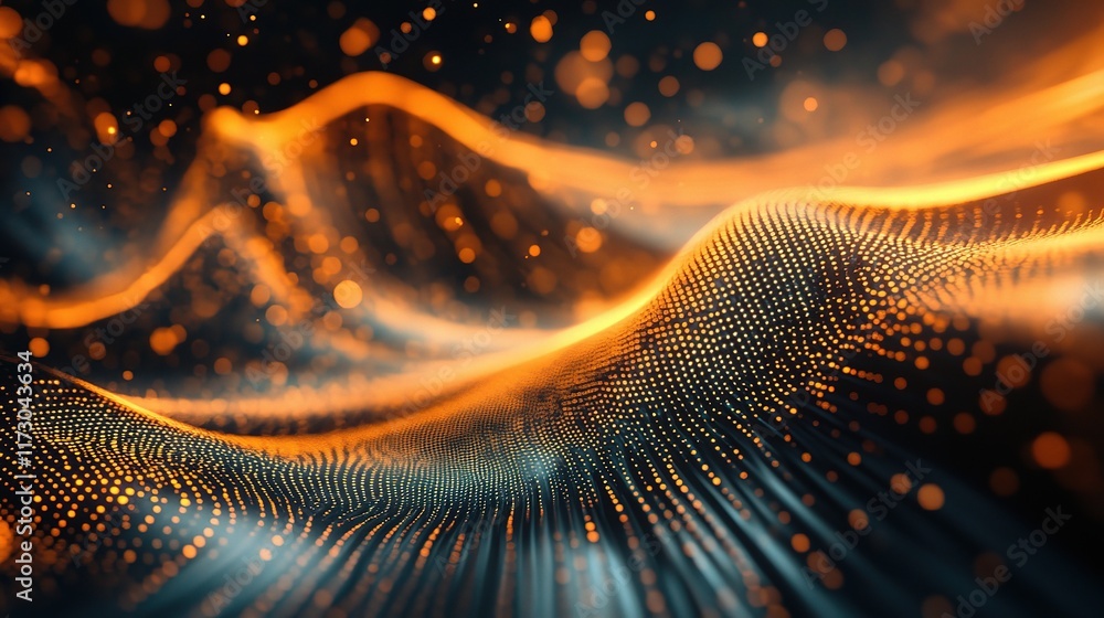 Aufkleber abstract digital wave background with flowing lines and particles