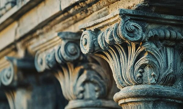 Intricate Carved Stone Capitals of Ancient Ruins